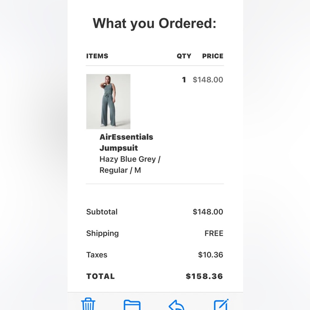 Spanx airessentials jumpsuit hazy blue size M